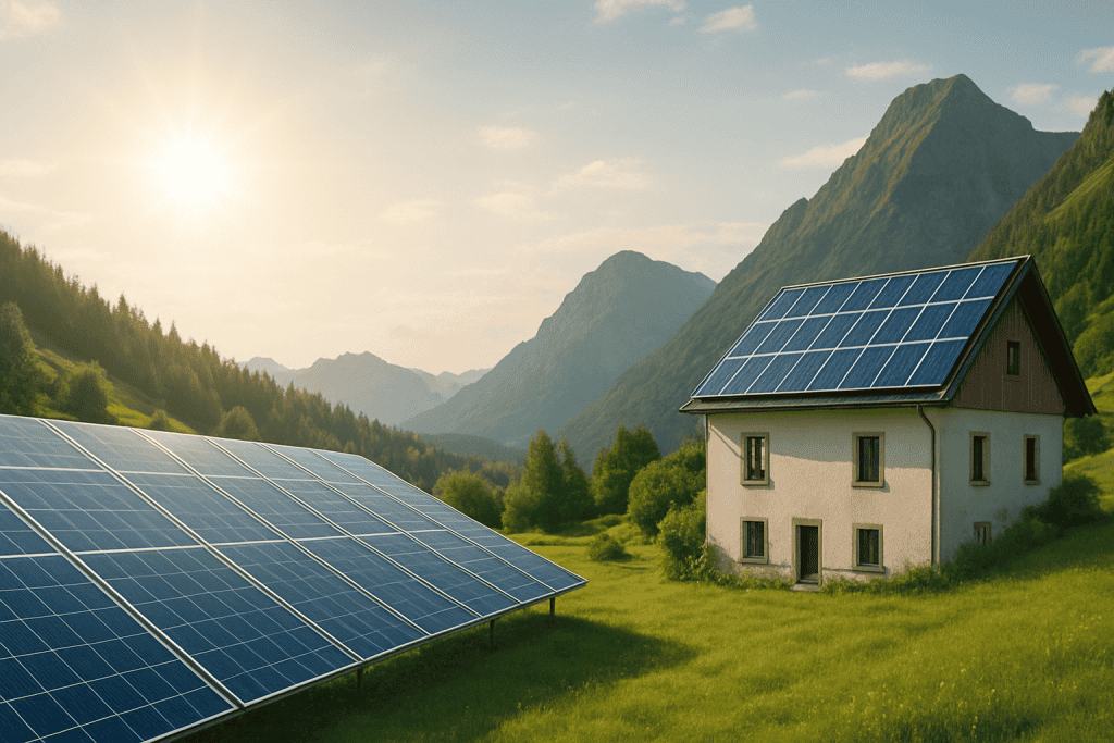 Berglandschaft & gerade PV-Module